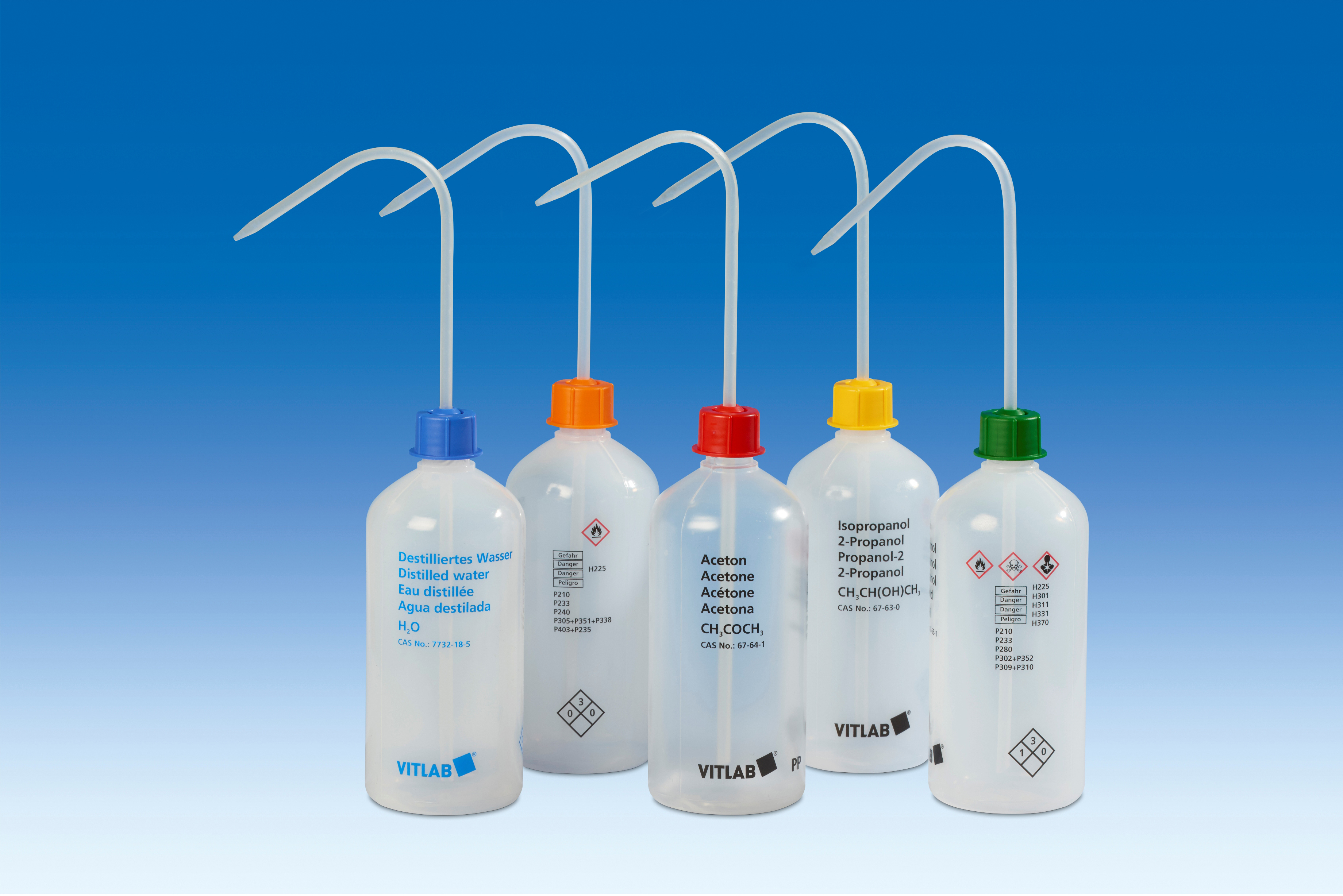 VITSAFE safety wash bottles 500ml (Pentane), narrow-mouth (Pack of 6)